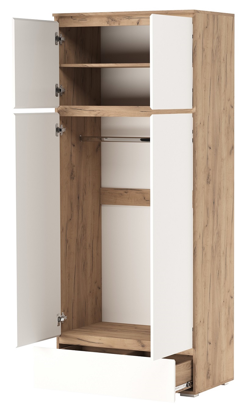 Шкаф 4С1Я  Крафт золотой - Белый откр мал