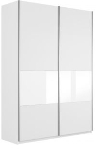 Шкаф-купе 2-х дверный (3 секции ДСП/стекло белое) Прайм