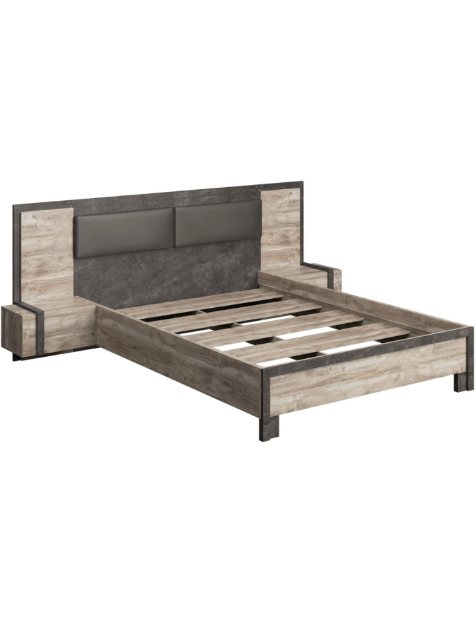 Кровать двуспальная Клео 160 х 200 см Дуб Юкон/Ателье Тёмное