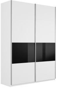 Шкаф-купе 2-х дверный (3 секции ДСП/стекло черное) Прайм