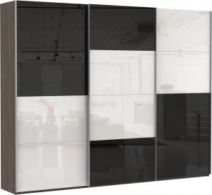 Шкаф-купе 3-х дверный (черное/белое стекло) Эста