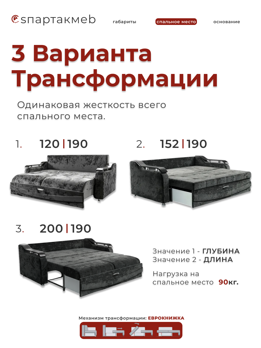 Диван Лидер 3 НПБ; Ткань основная: Катания 04; Цвет багеток: Венге;