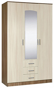Шкаф распашной 3-х створчатый комбинированный с зеркалом Светлана