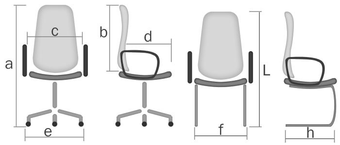 Схема обозначений размеров стула