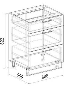 Стол нижний (3 ящика) CН-3Я-600 Марсель