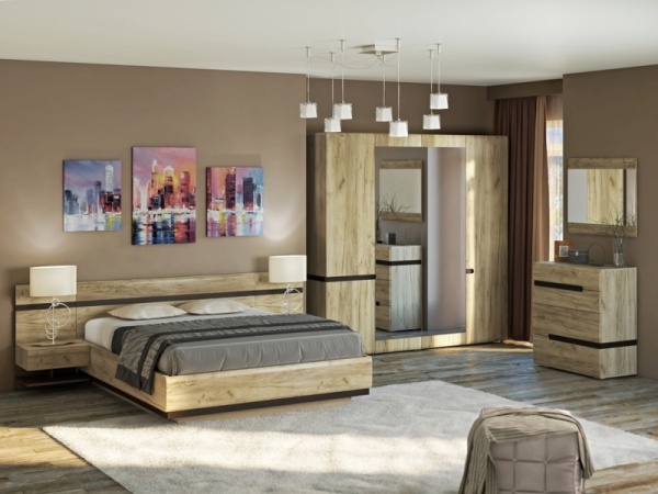 Спальня Ультра Серый Крафт/Дуб приморский №1