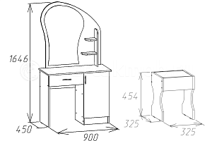 Стол макияжный с банкеткой и ящиком Светлана