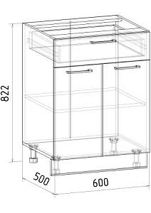 Стол нижний (1 ящик) СН2-1Я-600 Марсель