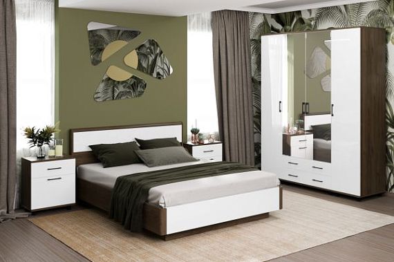 Коллекция Спальня "Грейс" Гикори джексон темный/Белый бриллиант глянцевый