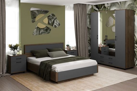 Коллекция Спальня "Грейс" Гикори джексон темный/Антрацит матовый