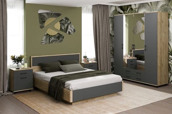 Коллекция Спальня "Грейс" Гикори джексон светлый/Антрацит матовый