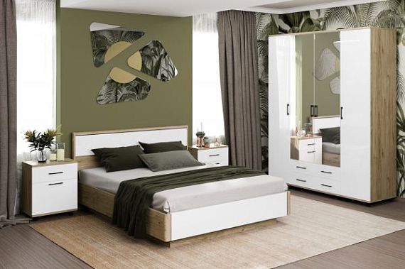 Коллекция Спальня "Грейс" Гикори джексон светлый/Белый бриллиант глянцевый